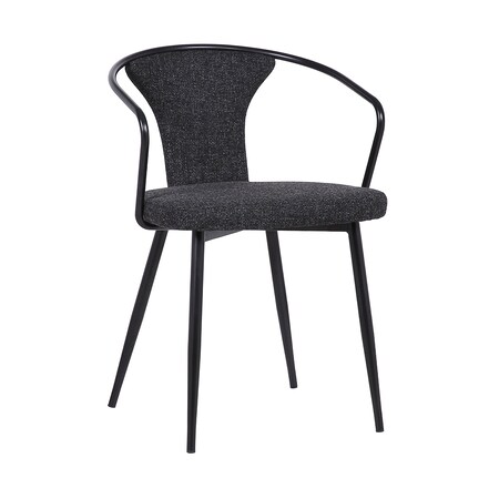 Armen Living Francis Contemporary Dining Chair in Black Powder Coated Finish and Black Fabric LCFCSIBLBL